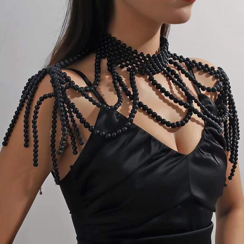 Body Jewelry Dress - 1 SET Schal Körperschmuck Perlen Brust