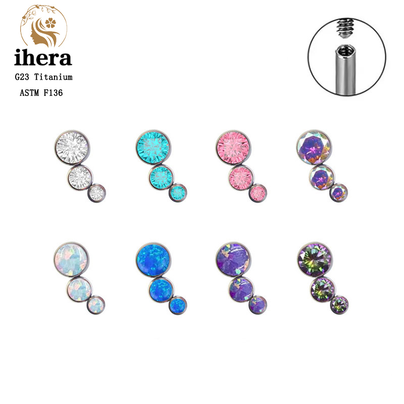 Body Jewelry Lip Ring - G23 Titan Runde Zirkon Flache Ohrstecker