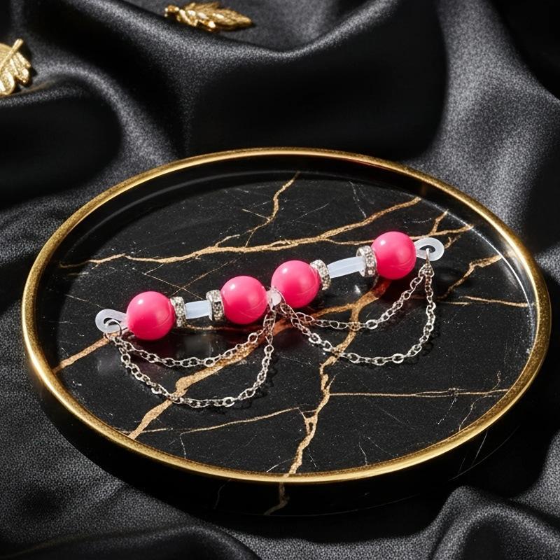 Body Jewelry Nipple Chain - Nicht-piercing-Nippelklemmen 2er-Set Doppelschichtige Metallkette Bunte Perlen