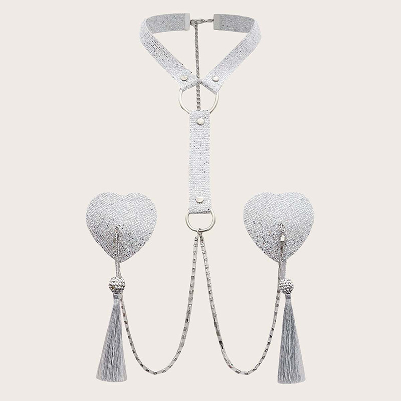 Body Jewelry Nipple Chain - Western Fransen Pasties Kette mit Pailletten