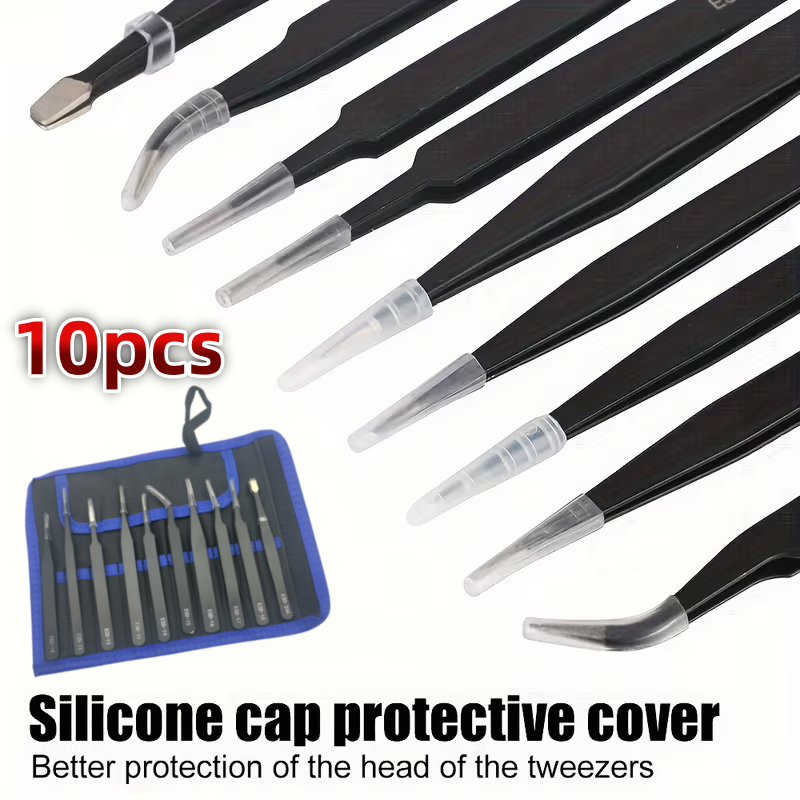 Body Jewelry Tool - 10-teiliges ESD-Antistatik-Pinzetten-Set aus Edelstahl, Präzisions-Pinzetten-Kit für
