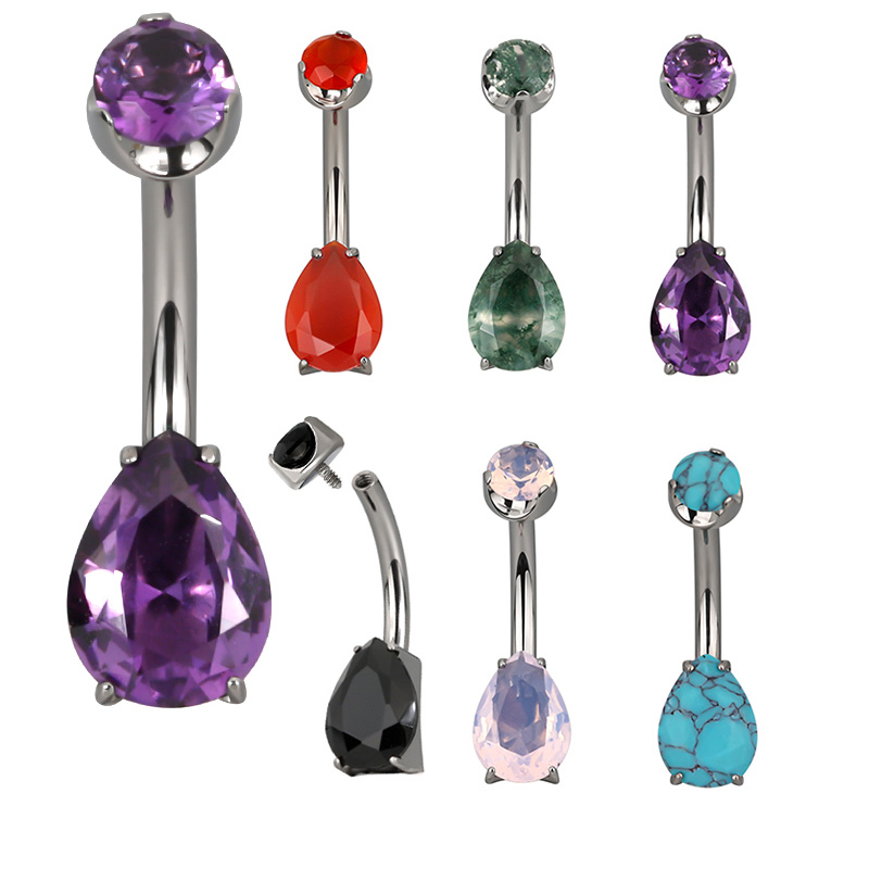 Belly Bar Titanium - ASTM F136 Titan PIERC Birnenform Bauchnabelring
