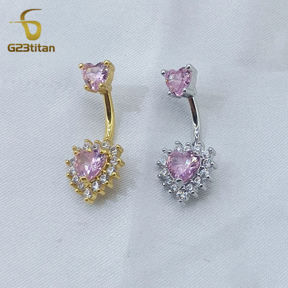 Belly Bar Titanium - G23titan 14g Herz Bauchnabel Ringe chirurgische