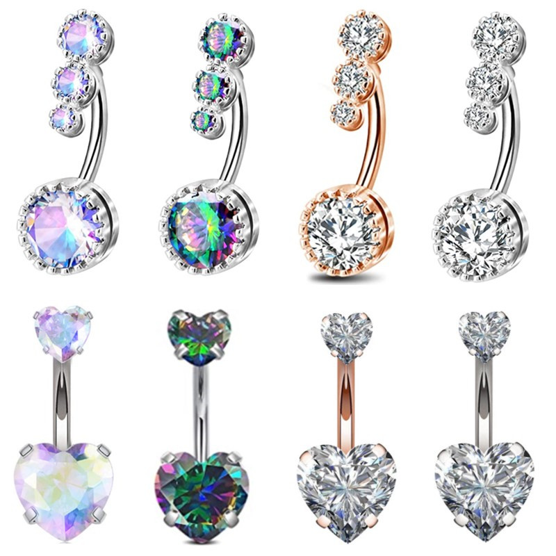 Belly Bar Titanium - 1PCS Chirurgische Stahl Ab Kristall Bauchnabel