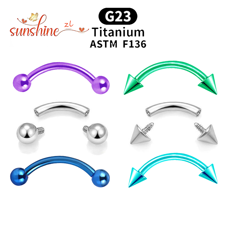 Belly Bar Titanium - 2PCS Innengewinde G23 Titan gebogene Langhantel