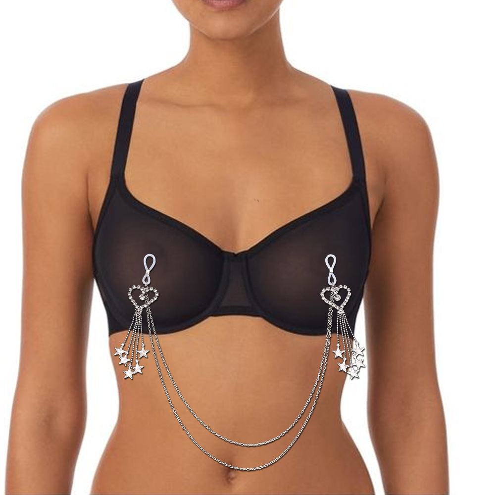 Body Jewelry Nipple Chain - Stonefans Quaste fünfzackiger Stern Nippelkette Bikini