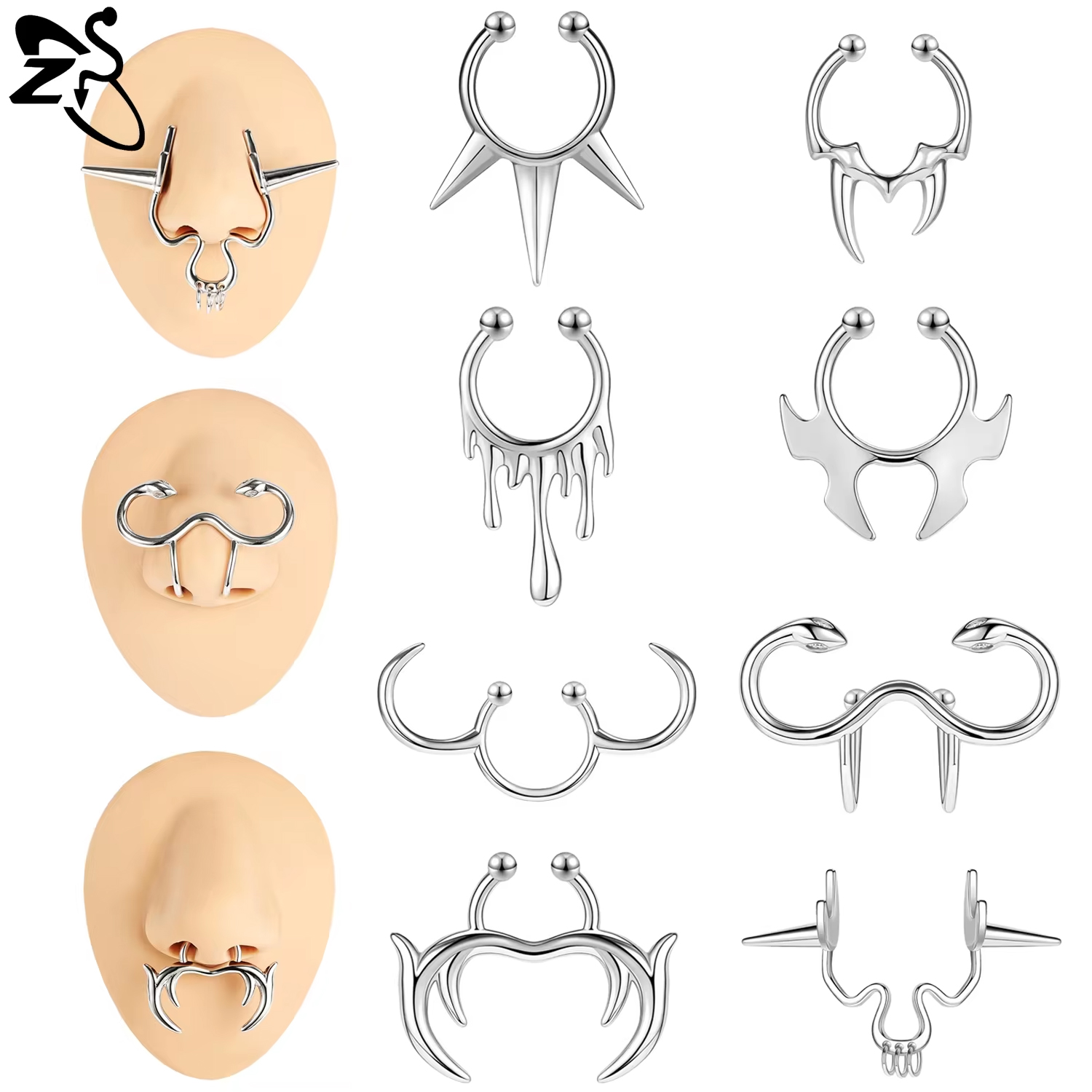 Body Jewelry Tunnels - ZS 1-teiliger Punk-Stil, gefälschter Septum-Ring für