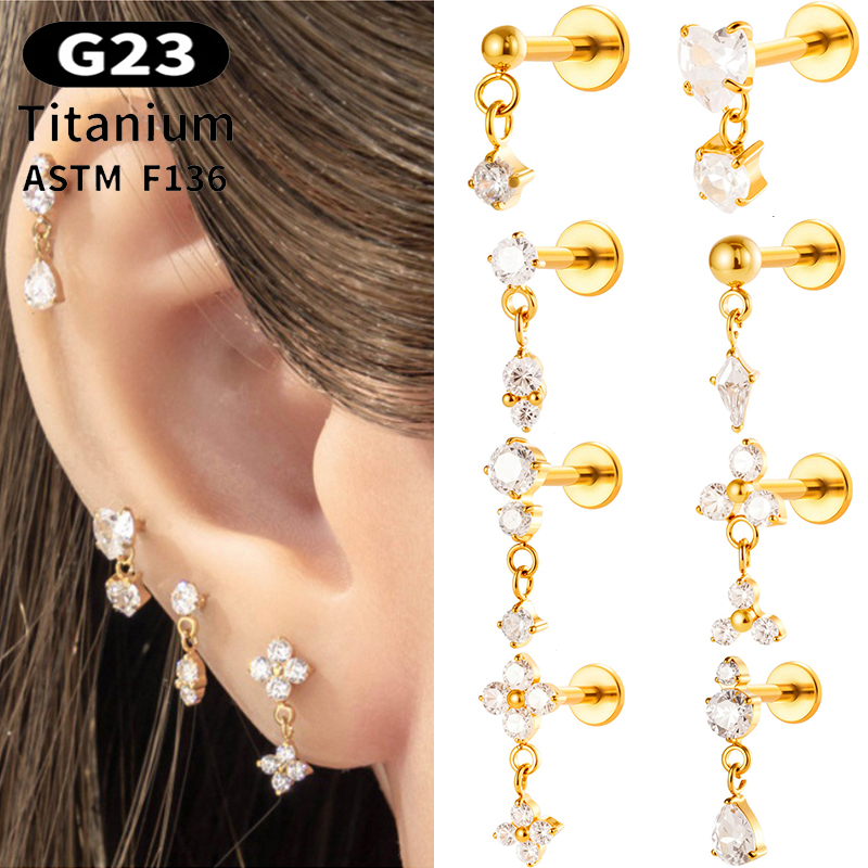 Body Jewelry Threadless - 1 Stück G23 Titan 16G Labret