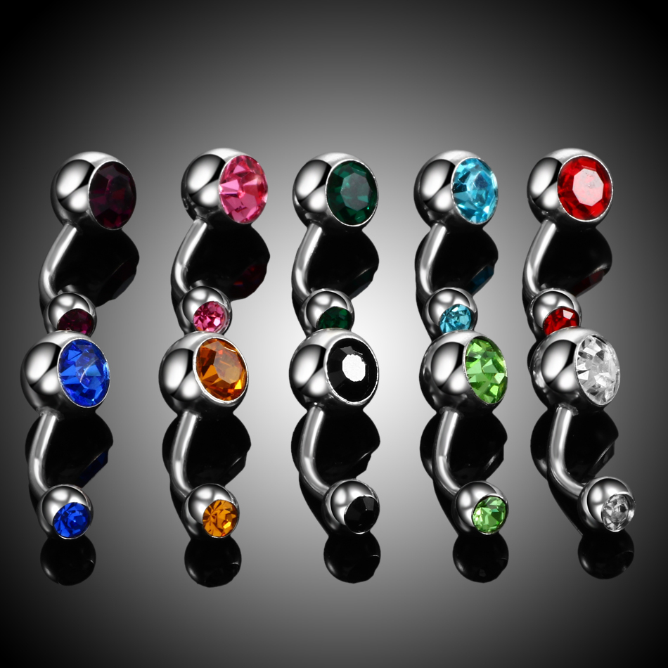Belly Bar Titanium - 10 Teile/los Edelstahl Nabel Piercings Strass