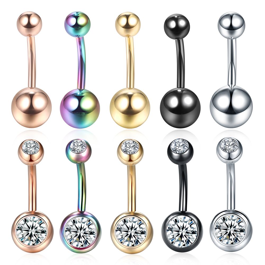 Belly Bar Titanium - 1PC 14G Strass Piercing Nabel Chirurgenstahl