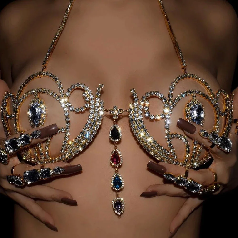 Luxus Strass Bikini BH geometr – Body Jewelry Harness Bewertung und Preis