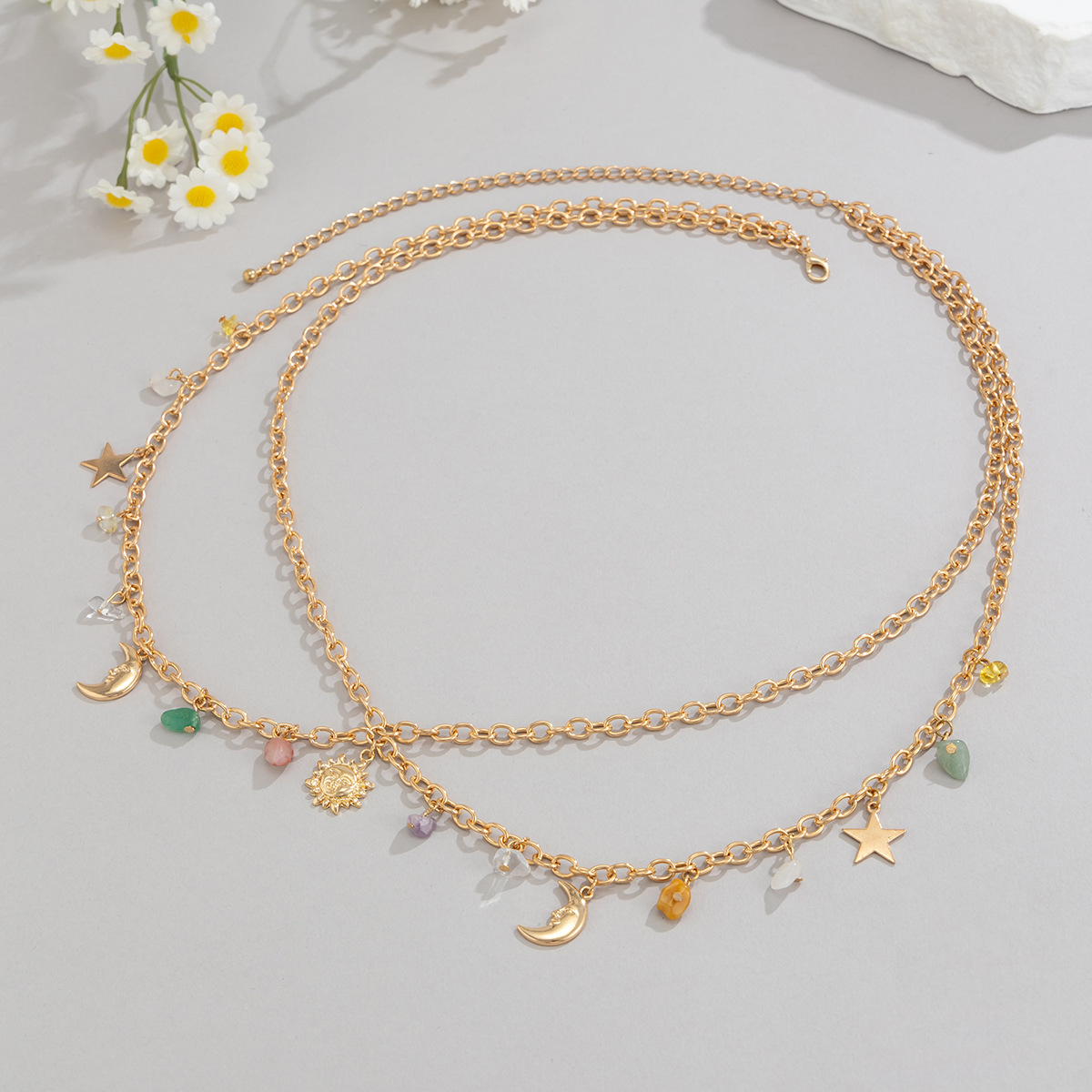 Boho-Stern-Mond-Sonnen-Anhänge – Body Jewelry Gold Bewertung und Preis