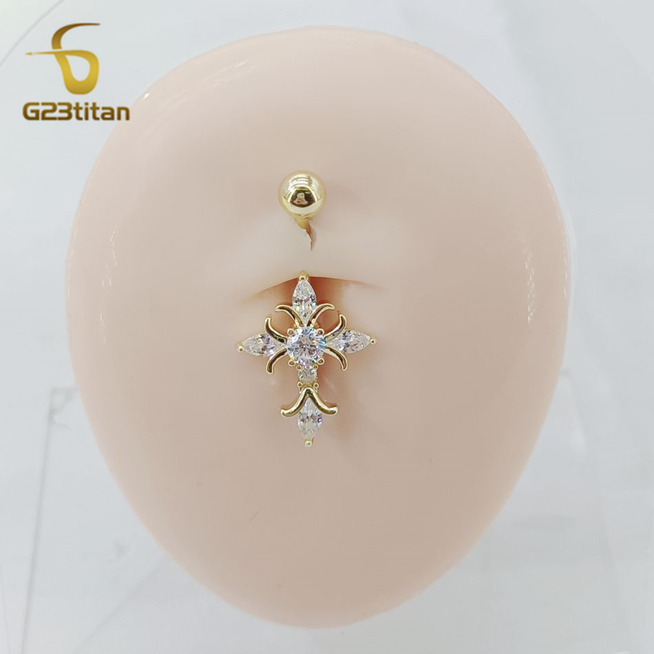 Zirkon-Kreuz Bauchnabelpiercin – Belly Bar Titanium Bewertung und Preis