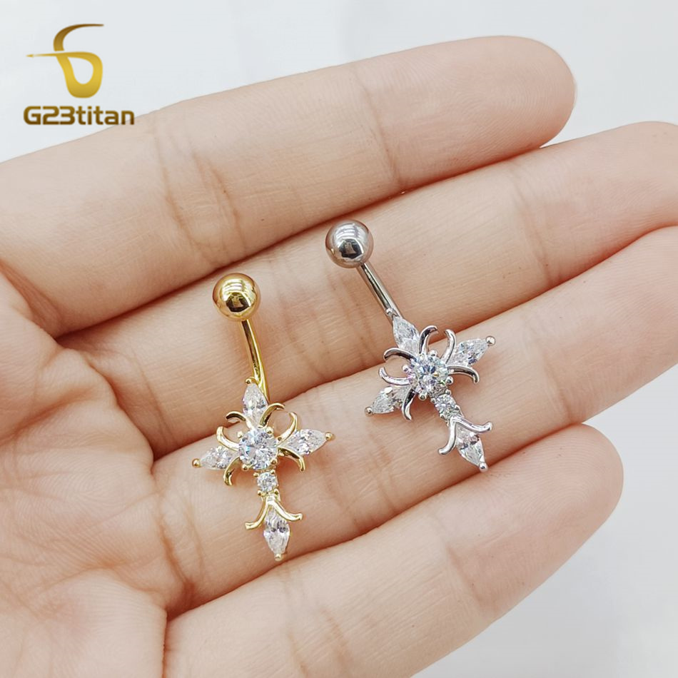 Zirkon-Kreuz Bauchnabelpiercin – Belly Bar Titanium Bewertung und Preis