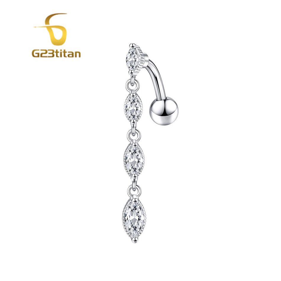 G23 Titan Lange CZ Hängende Um – Belly Bar Titanium Bewertung und Preis