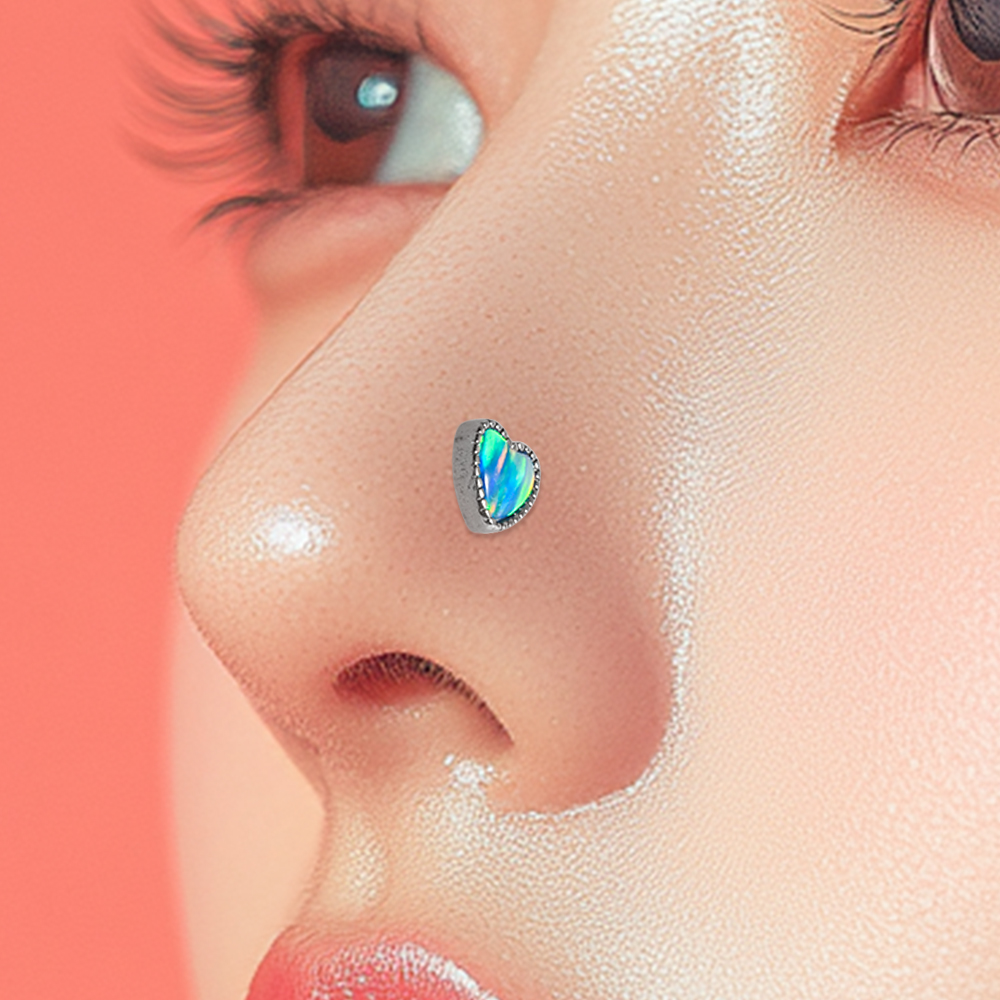 1PC Titan Opal L Form Nasenkno – Body Jewelry Threadless Bewertung und Preis