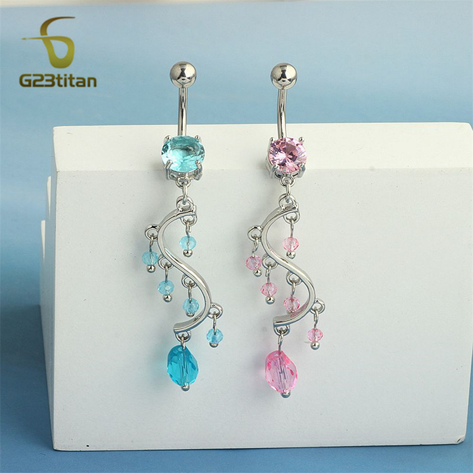 Lange Quaste Bauch Ring Zirkon – Belly Bar Titanium Bewertung und Preis