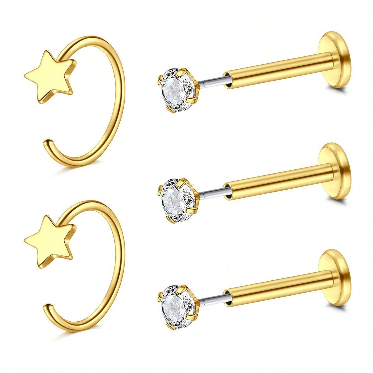 5er-Set Nasenringe, gewindelos – Body Jewelry Threadless Bewertung und Preis