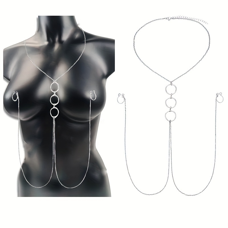 Eine silbrige Körperkette aus  – Body Jewelry Nipple Chain Bewertung und Preis