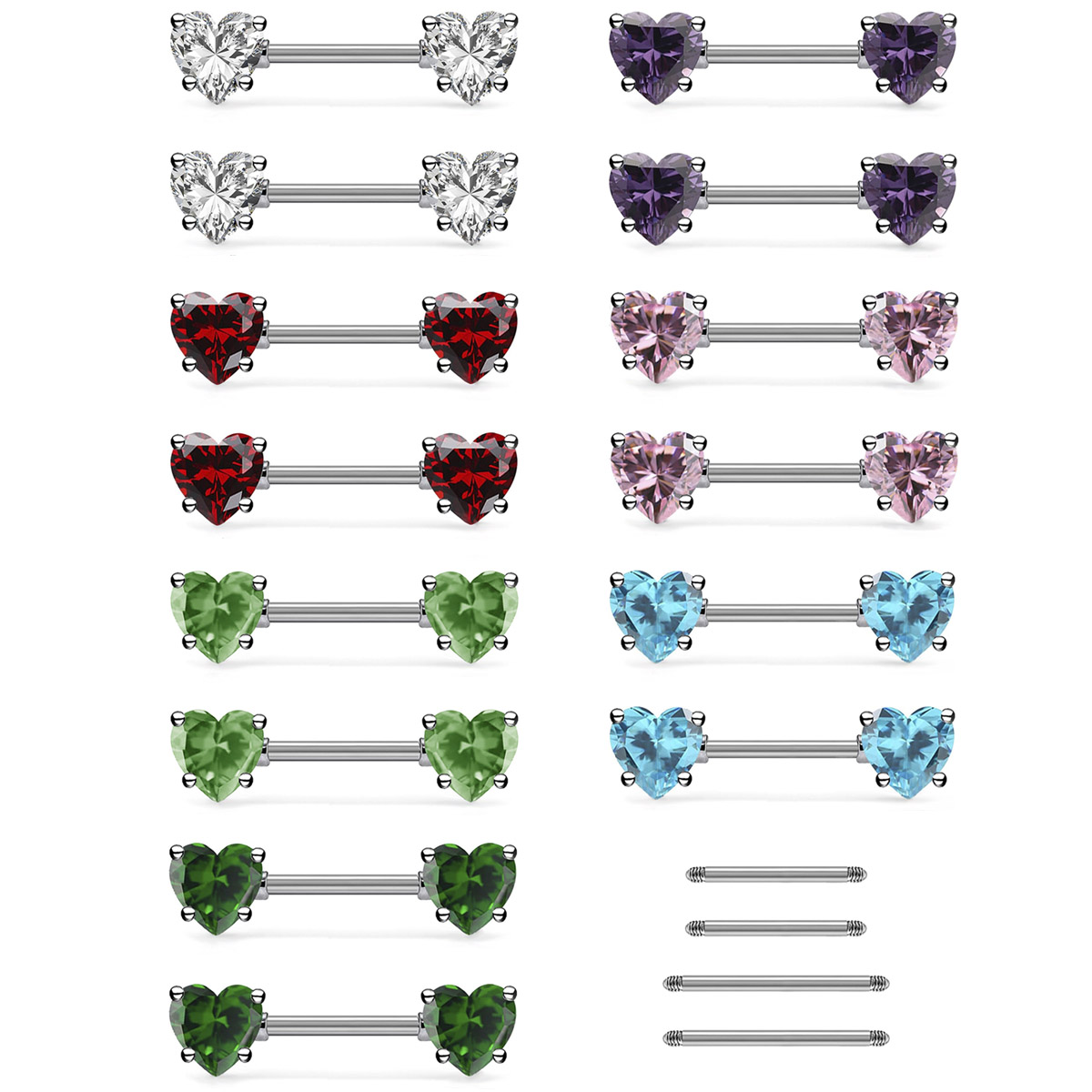 6 Stück farbige, herzförmige,  – Belly Bar Titanium Bewertung und Preis