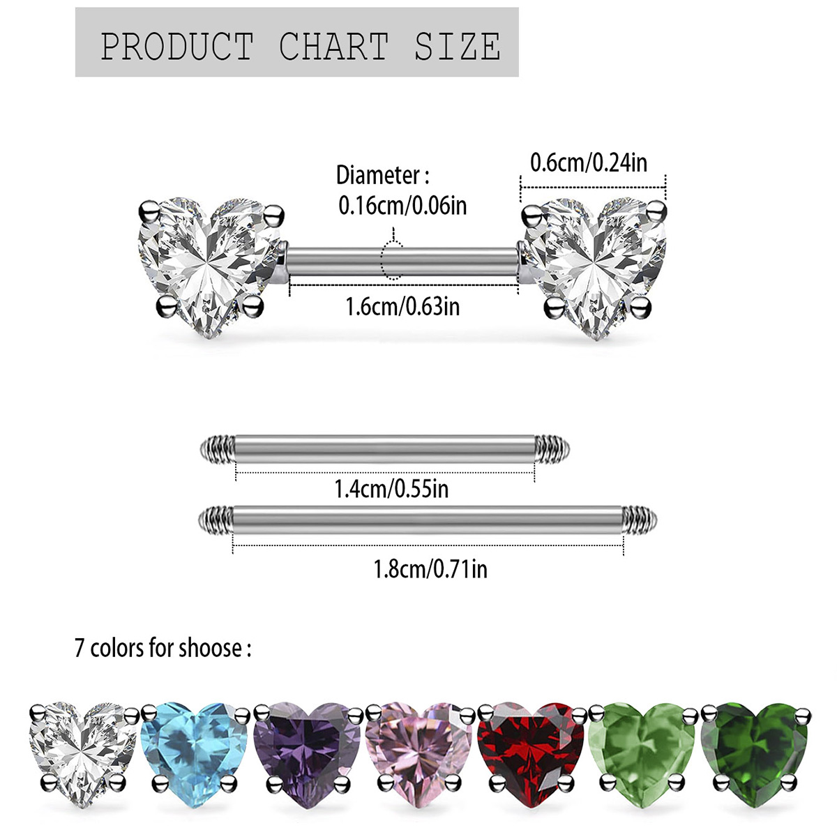 6 Stück farbige, herzförmige,  – Belly Bar Titanium Bewertung und Preis