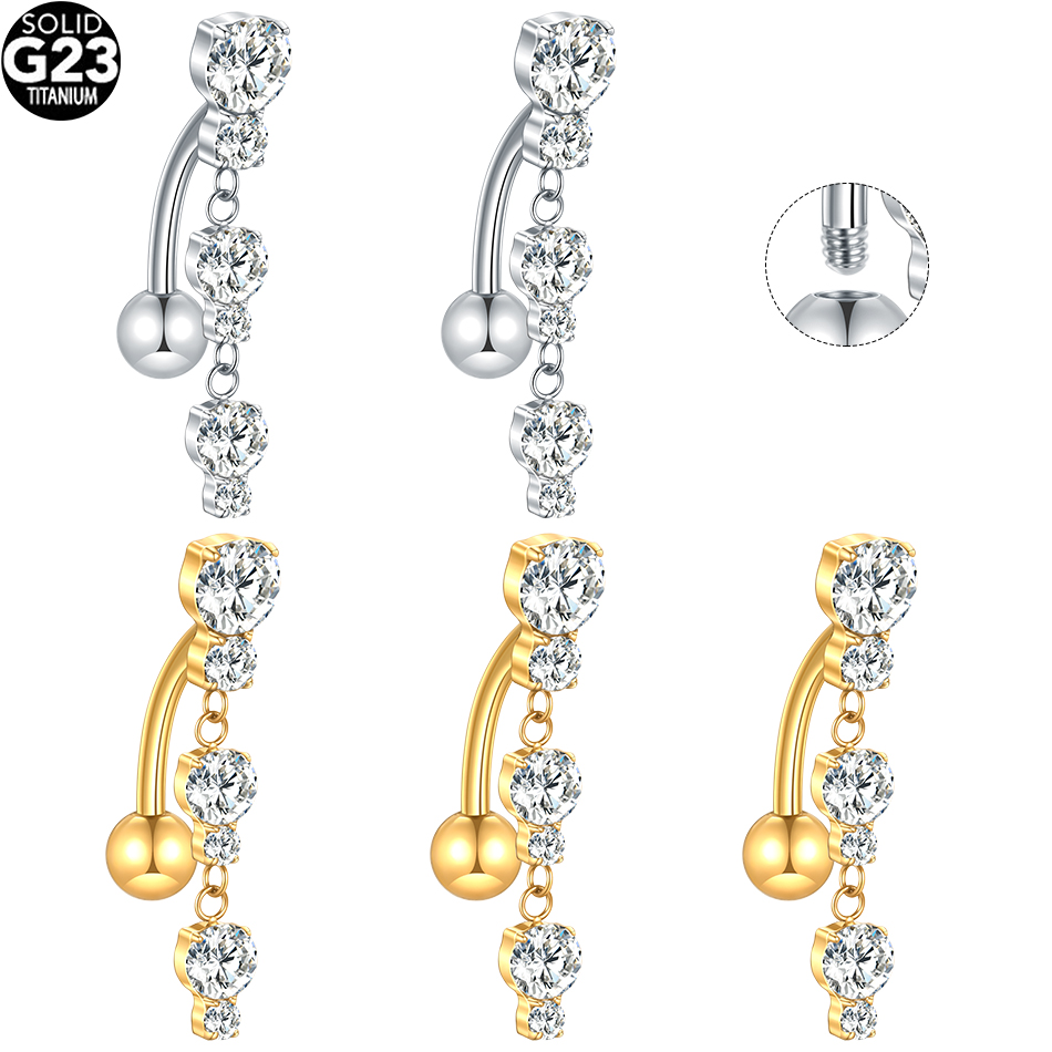 1/5PCS Titan Umgekehrte Bar CZ – Belly Bar Titanium Bewertung und Preis