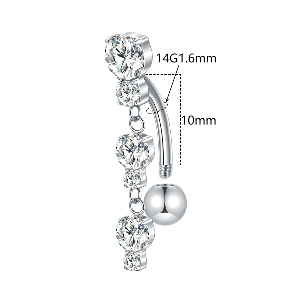 1/5PCS Titan Umgekehrte Bar CZ – Belly Bar Titanium Bewertung und Preis