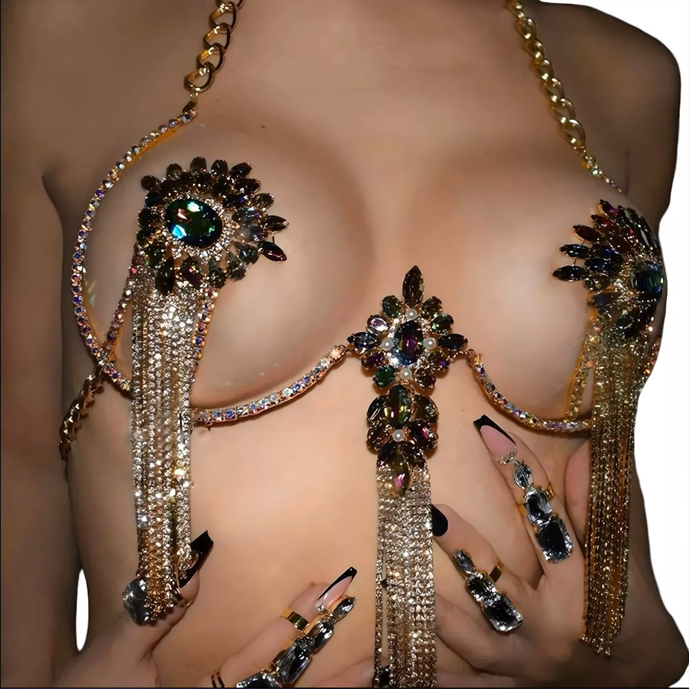 Sexy Quaste Farbe Kristall Bru – Body Jewelry Nipple Chain Bewertung und Preis