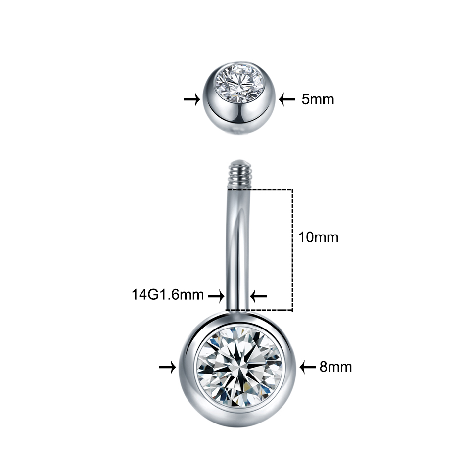 1PC 14G Strass Piercing Nabel  – Belly Bar Titanium Bewertung und Preis
