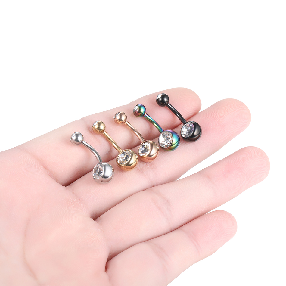1PC 14G Strass Piercing Nabel  – Belly Bar Titanium Bewertung und Preis